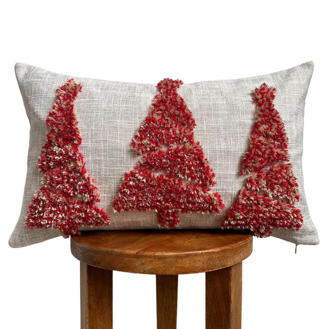 Merry Lumbar Pillow Cover – 12" × 20" Shag Christmas Tree Decor | Busa Designs